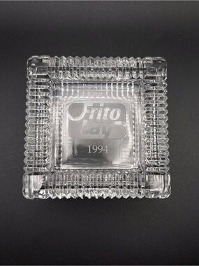 Vintage Frito Lay Commemorative 1994 Crystal Trinket Keepsake Box Ribbed 3.75”